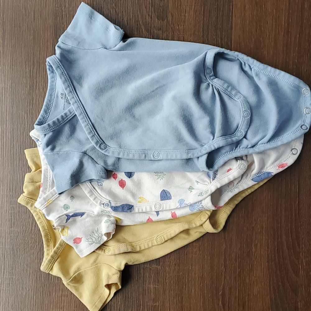 Lot of 3 kimono style onesies in ocean theme